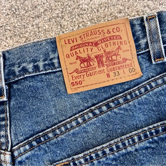 LEVI'S 550 Levi Shorts Men’s Size 33 Denim Blue Jean Bermuda Jorts Shorts 10” in - Picture 9 of 12